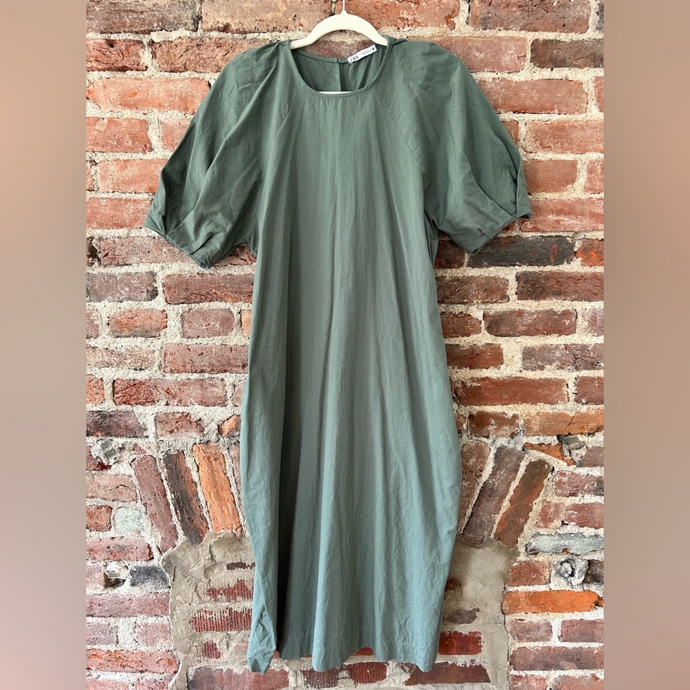 Teal Zara Puff Sleeved Dress
